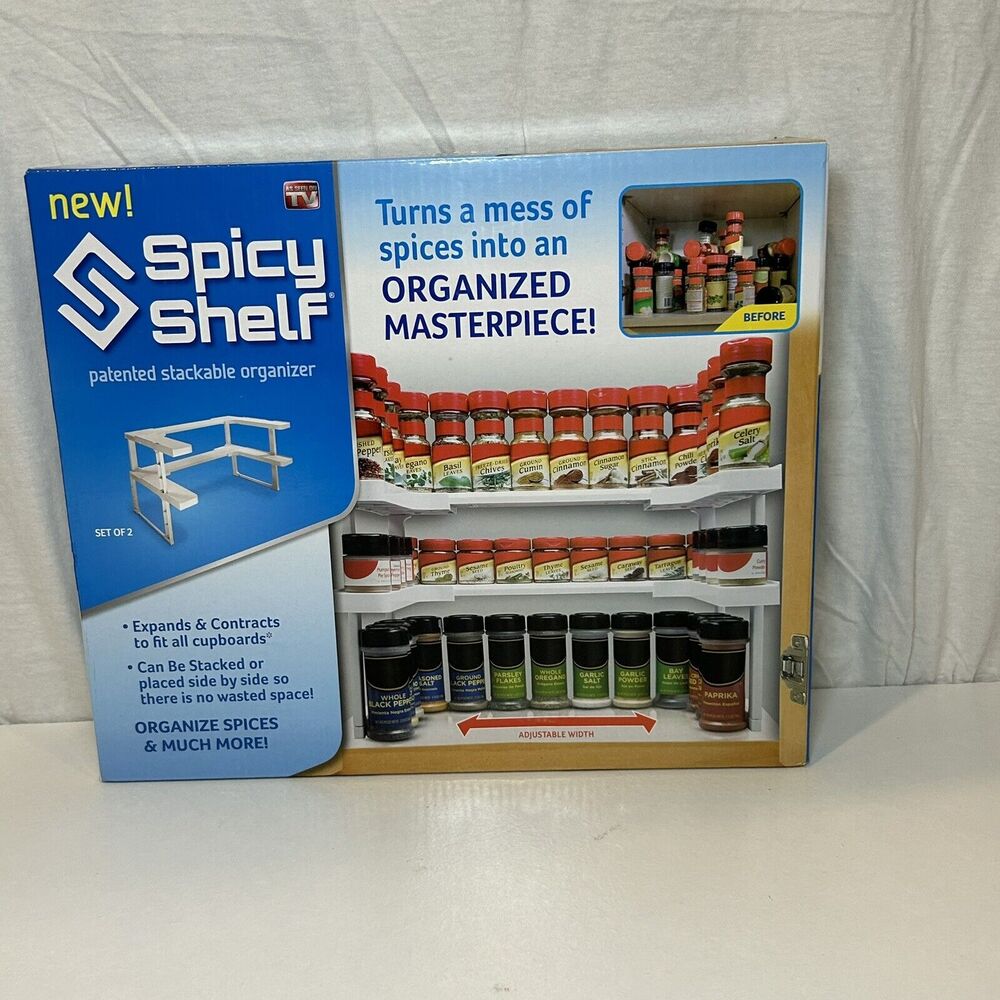Spicy Shelf Patented Stackable Organizer Spice Rack Brand New Sealed Box